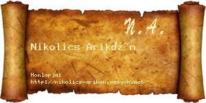 Nikolics Arikán névjegykártya